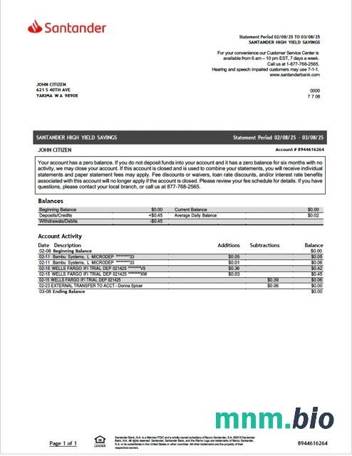 USA Pennsylvania Hidden River Credit Union wyciąg z konta Word i szablon PDF